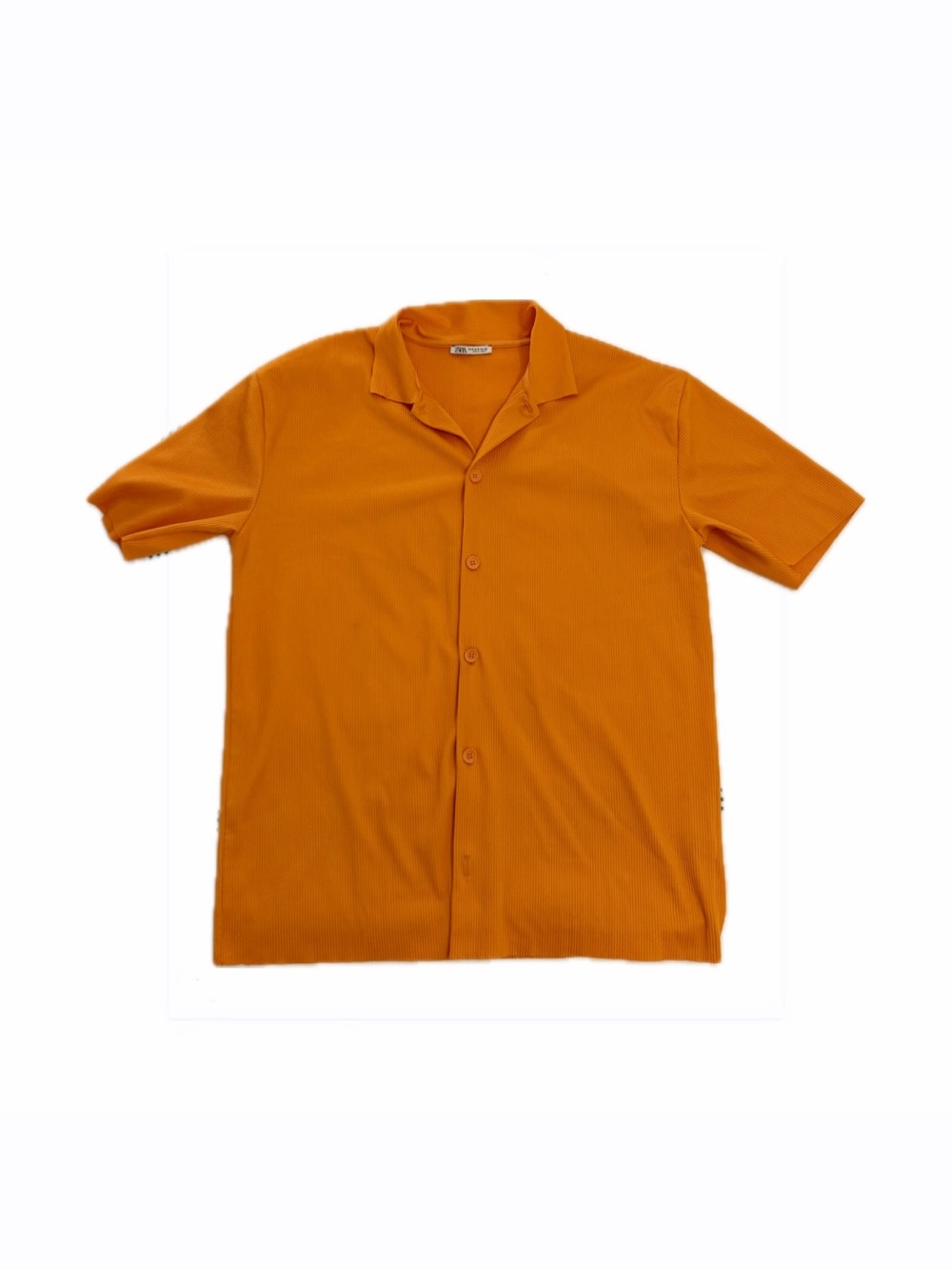 Zara Men's Short-Sleeve Button-Down Shirt in Orange